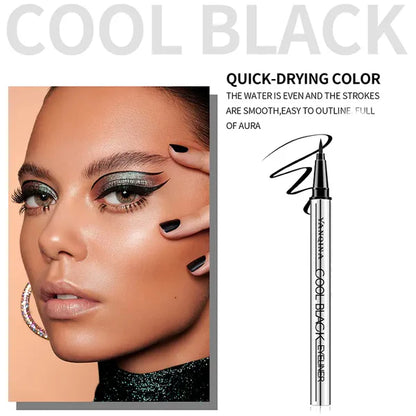 YANQINA Cool Black Eyeliner Pen – Waterproof & Smudge-Proof, 24H Long-Lasting, 0.1mm Ultra-Fine Tip, Vegan & Cruelty-Free, Safe for Sensitive Eyes