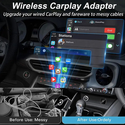 YURNLV Wireless CarPlay Adapter – Plug & Play, Auto Connect, Bluetooth 5.0 & Dual-Band Wi-Fi, Compatible with iPhone & Android