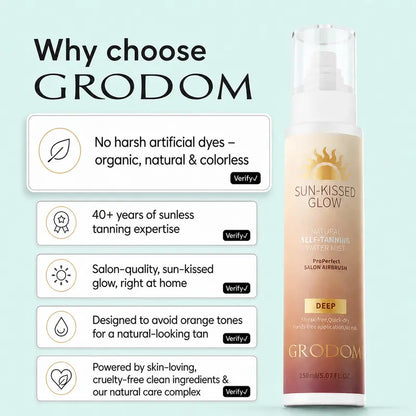 GRODOM Sun-Kissed Glow Natural Self-Tanning Water Mist – Deep