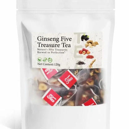 Ginseng Five Treasure Tea – Red Date Wolfberry Herbal Health Tea for Men (120g)