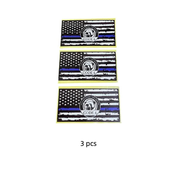 CODE 4 Thin Blue Line Flag Sticker – 9×5 Inch Weatherproof Vinyl Decal, Back the Blue Police Support, Car Laptop Helmet, Made in USA