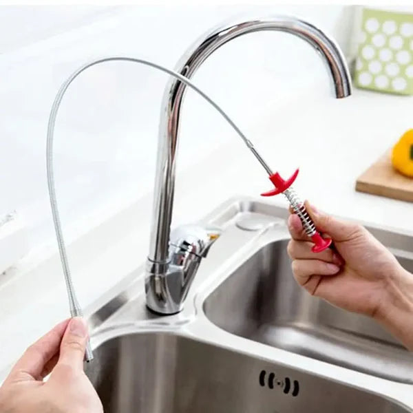 Flexible Drain Snake with 4-Claw Grabber – 78.74 Inch Bendable Spring Steel, Unclogs Hair & Grease, Retrieves Dropped Items, No Chemicals Needed