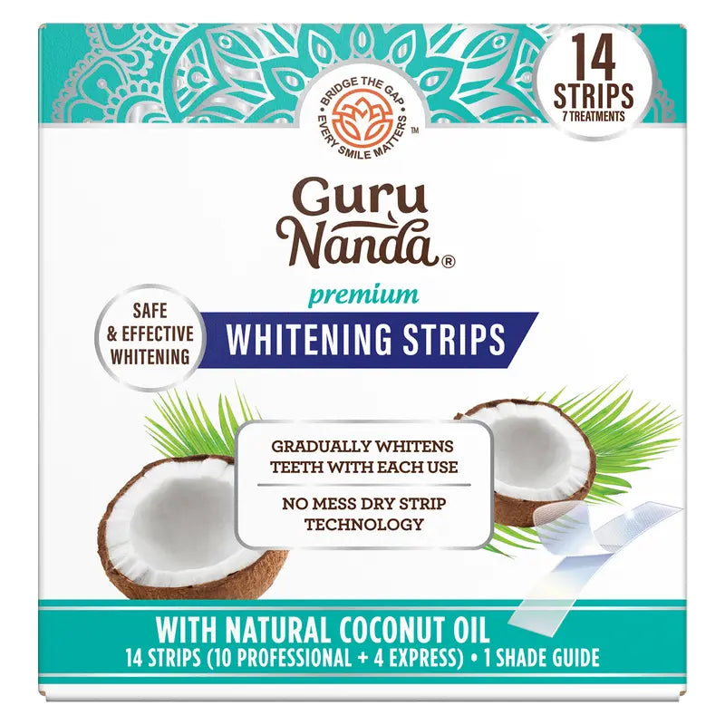 GuruNanda Premium Whitening Strips — 7-Day Treatment with Coconut Oil