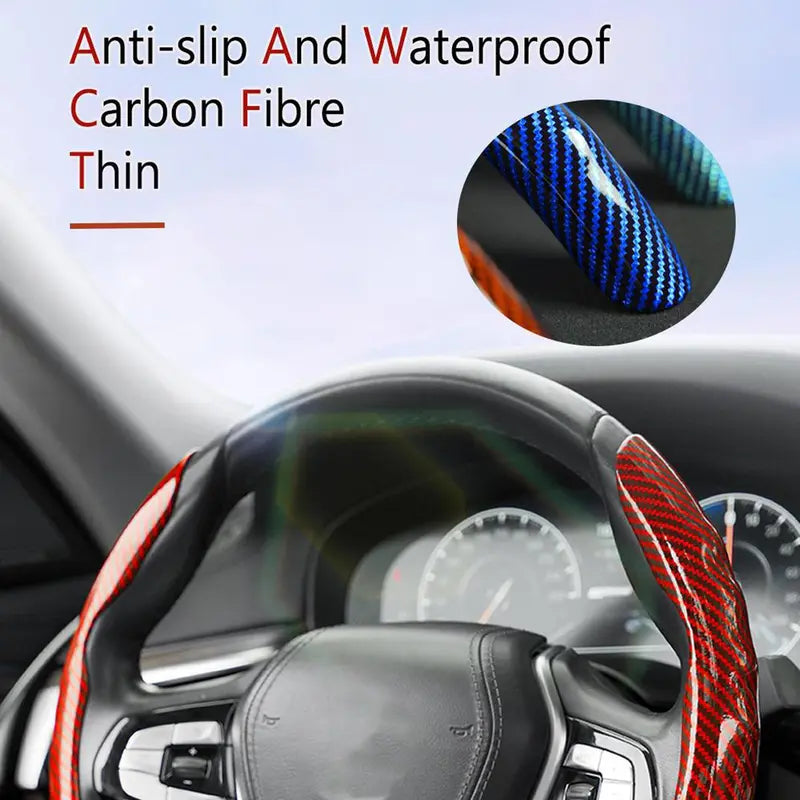 Carbon Fiber Steering Wheel Cover – Non-Slip Waterproof, 3D Embossing Card Structure, Ultra-Thin 6.46mm, Universal O-Type & D-Type Fit, 3 Colors