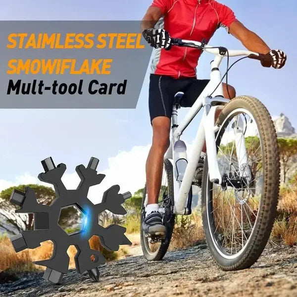 18-in-1 Snowflake Multi-Tool – Stainless Steel Portable Wrench Screwdriver & Bottle Opener, 2.3oz, Keychain Carabiner, Perfect Survival Gadget & Gift