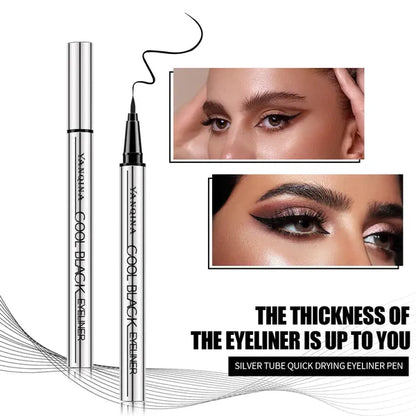 YANQINA Cool Black Eyeliner Pen – Waterproof & Smudge-Proof, 24H Long-Lasting, 0.1mm Ultra-Fine Tip, Vegan & Cruelty-Free, Safe for Sensitive Eyes