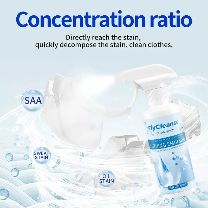 FlyCleanse Clothing Emulsifier - Non-Ionic Laundry Pre-Treatment Stain Remover Spray 10 FL OZ