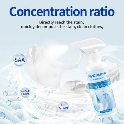 FlyCleanse Clothing Emulsifier - Non-Ionic Laundry Pre-Treatment Stain Remover Spray 10 FL OZ