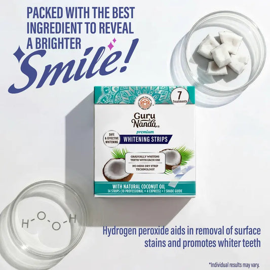 GuruNanda Premium Whitening Strips — 7-Day Treatment with Coconut Oil