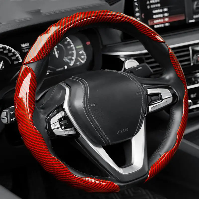 Carbon Fiber Steering Wheel Cover – Non-Slip Waterproof, 3D Embossing Card Structure, Ultra-Thin 6.46mm, Universal O-Type & D-Type Fit, 3 Colors