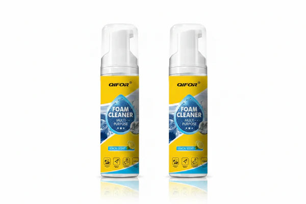 QIFOR Multi-Purpose Foam Cleaner – Heavy-Duty Grease & Stain Remover, Fresh Lemon Scent, Safe on Marble Car Bathroom Aluminum